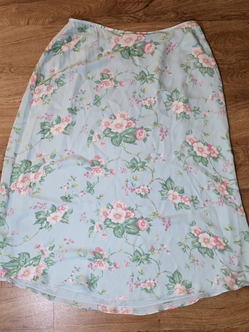 NWT Lauren Ralph Lauren Baby Blue Floral Silk A Line Chiffon Skirt